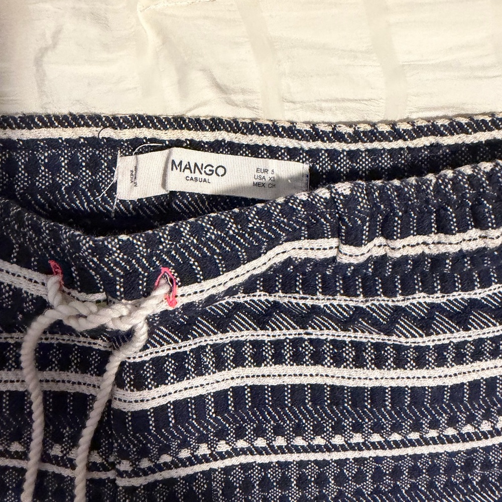Mango Navy Striped Fringe Shorts with Pink Tassels - Picture 4 of 4